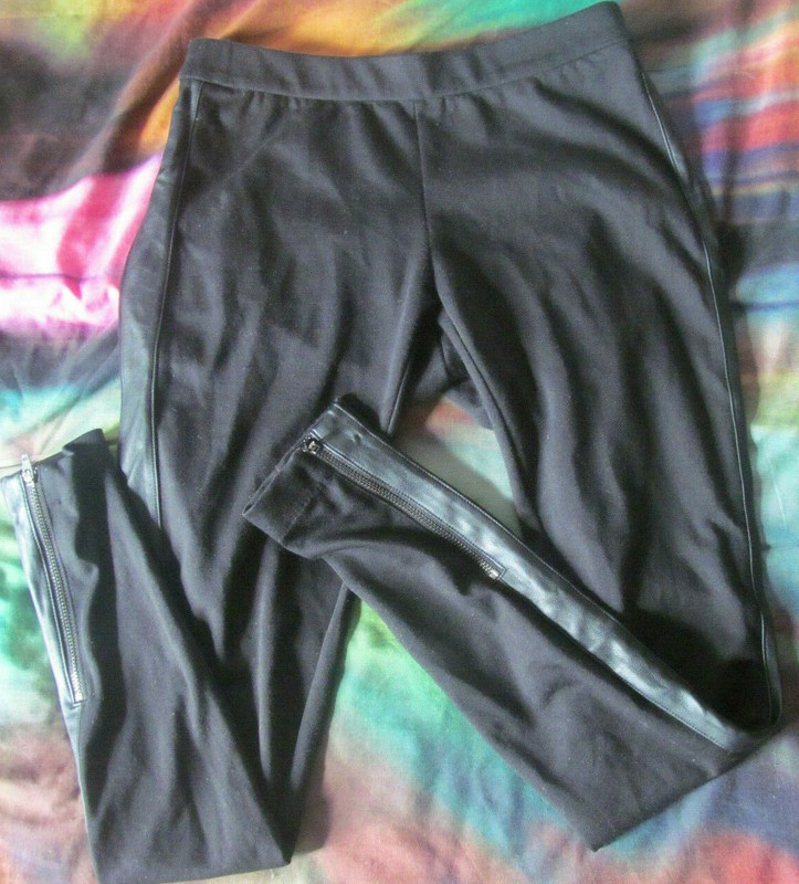 Banana Republic legging pants women black faux leather trim