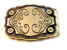 New Old Stock Gold Tone Western Cowboy Belt Buckle Made In USA