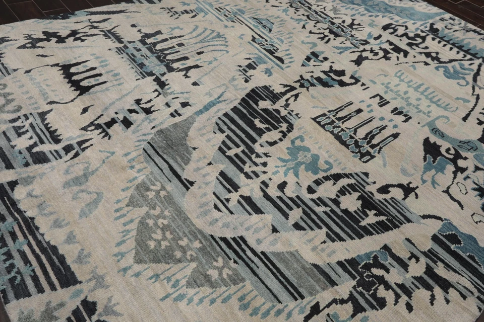 Nourison Oushak Hand Knotted 100% Wool Modern Area Rug Gray Beige 8'6"x11'6" - Image 3 of 4