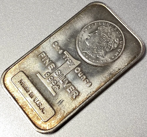 Morgan Dollar Design Silver Bar 1 Troy Oz .999 Fine Silver