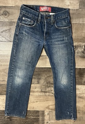 Levi s Jeans Slim Straight 10 Regular 25x25 Boys Dark Distressed Comfy Durable 