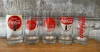 Set of 5 Vintage Coca-Cola Drinking Glasses with Red Letters-6” Tall