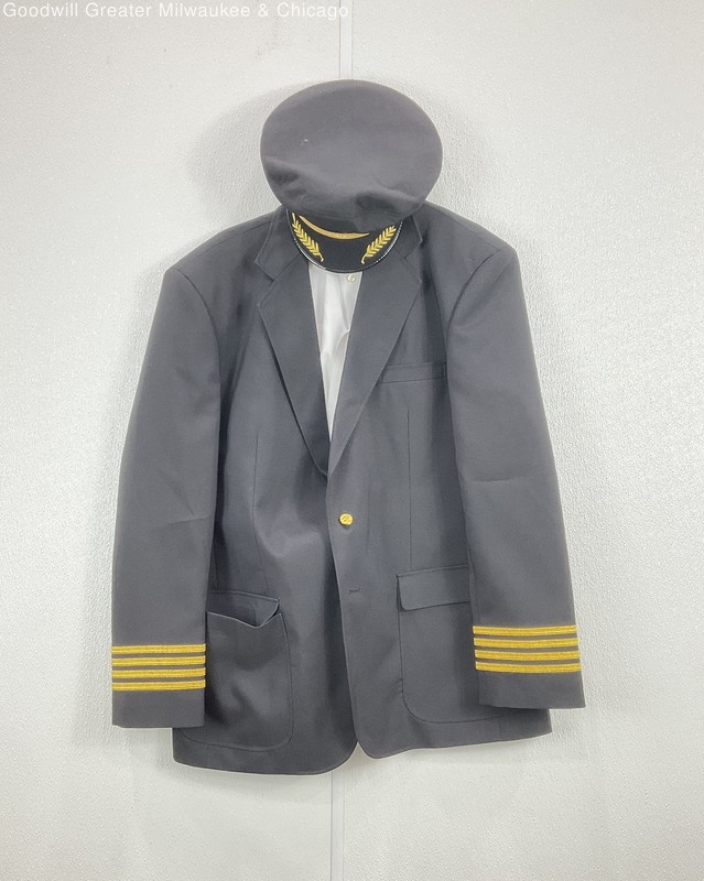 Black Pilot Uniform Shirt Coat & Hat