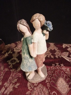 Faceless Couple Resin Painted Figurine 9 Inch Tall Love Decorative 