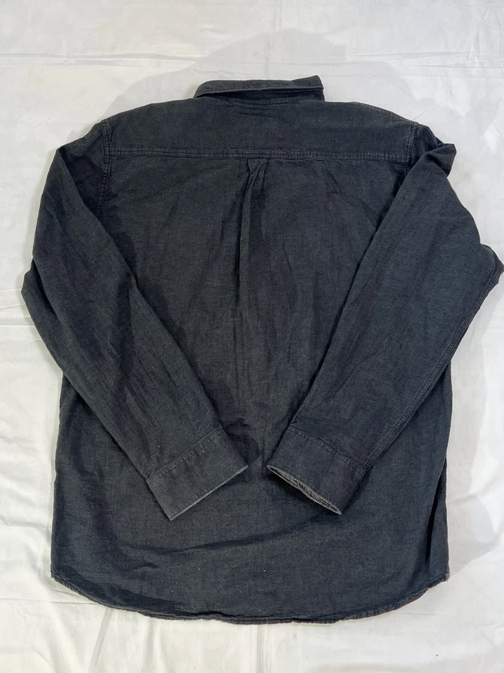 Vans Shirt Mens XL Gray Long Sleeve Button Up Casual Double Pocket Skate Style - Image 2 of 4