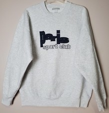 Vintage Paris Sport Club Crewneck Sweatshirt 90's Y2K Embroidered Plaid Letters
