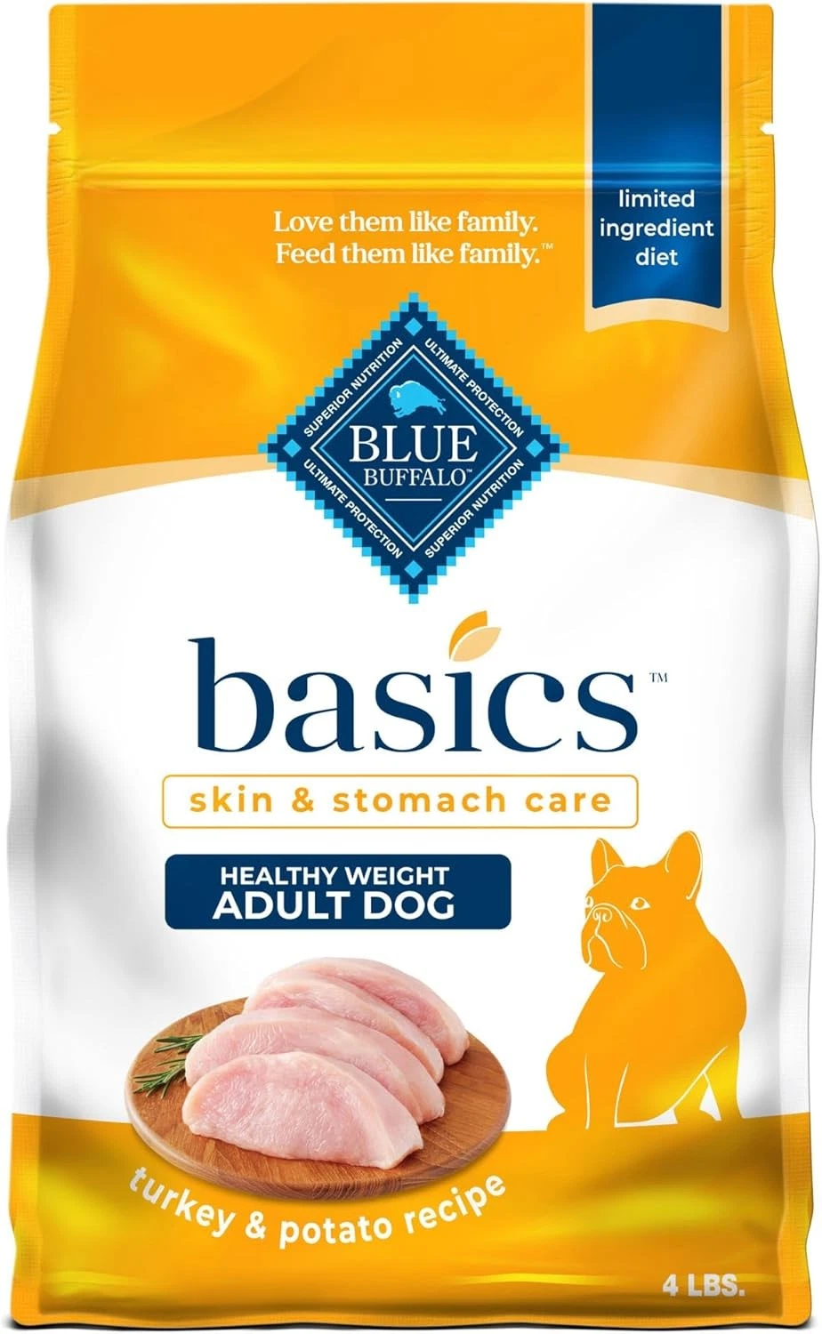 Blue Buffalo Basics Healthy Weight Adult Dry Dog Food, 4 Pound (Pack of 1)