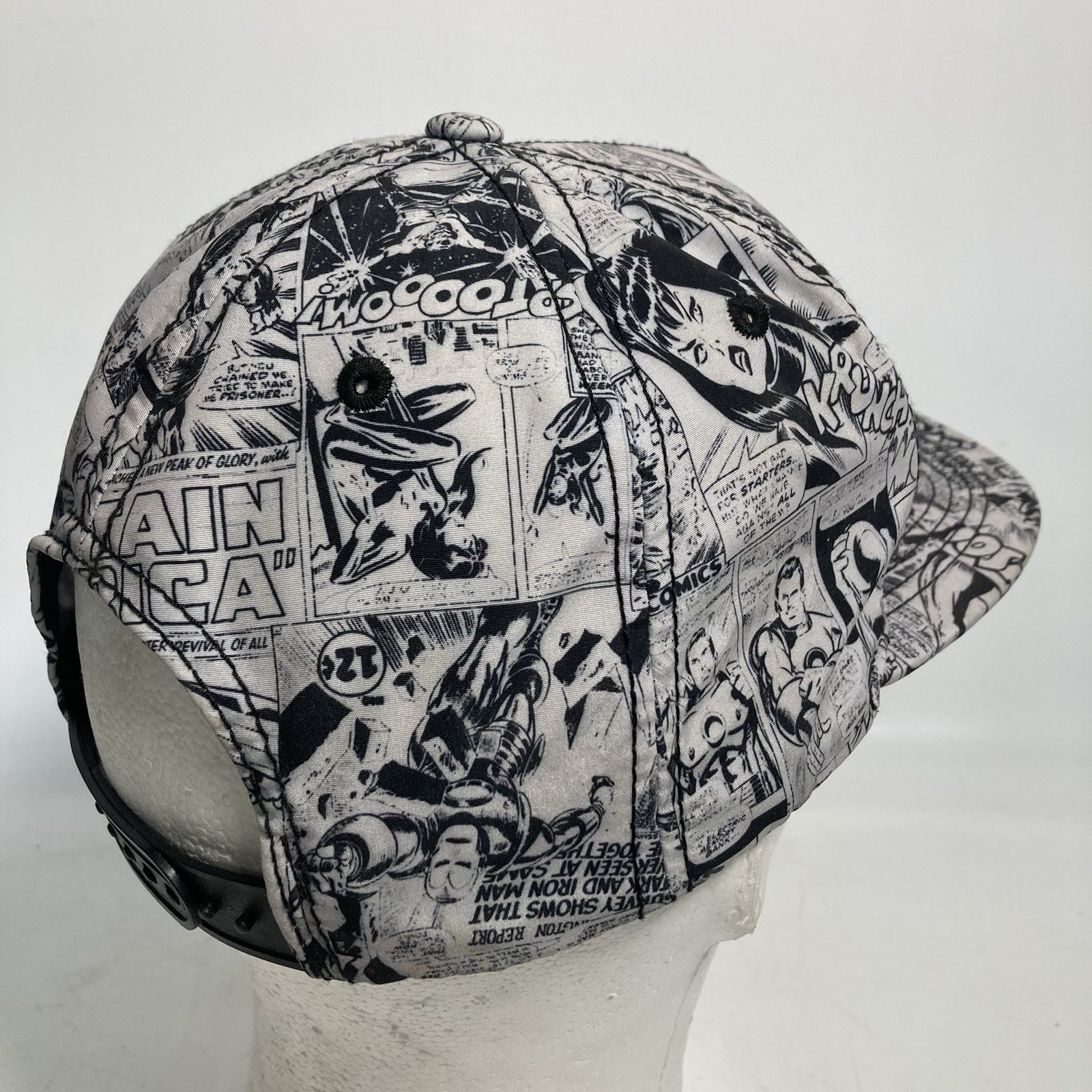 Marvel Logo & Comic Pattern Snapback Baseball Cap… - image 4