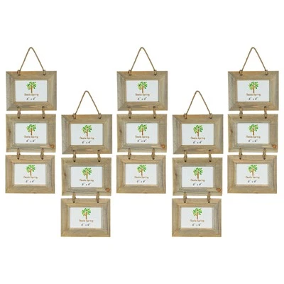 Shabby Chic rustique Bois flotté Triple bois suspendu Cadre photo-6x4" x5 - Photo 1/4
