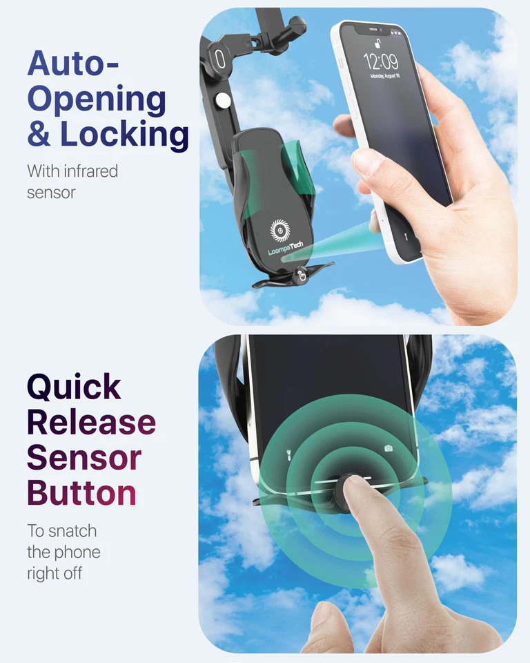 2 в 1 зеркало заднего вида держатель телефона + беспроводное автомобильное зарядное устройство 360 зеркало заднего вида... - Изображение 4 из 4