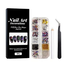 3D Nail Accessories Set Sparkling Diamond Pearl Stickers Multi Shape Nail DIY 