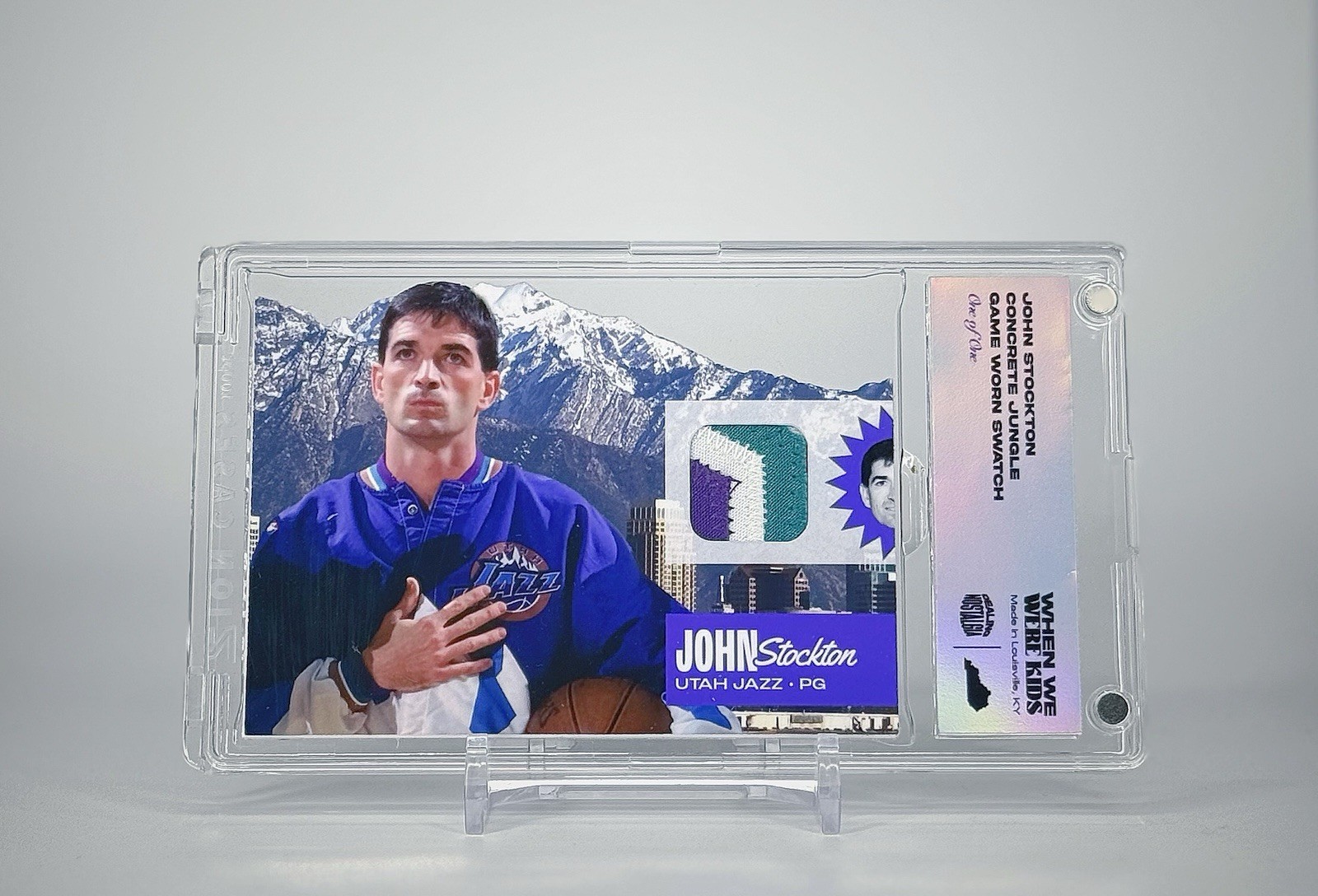 True 1/1 John Stockton Game Used 3 Color Patch Die Cut