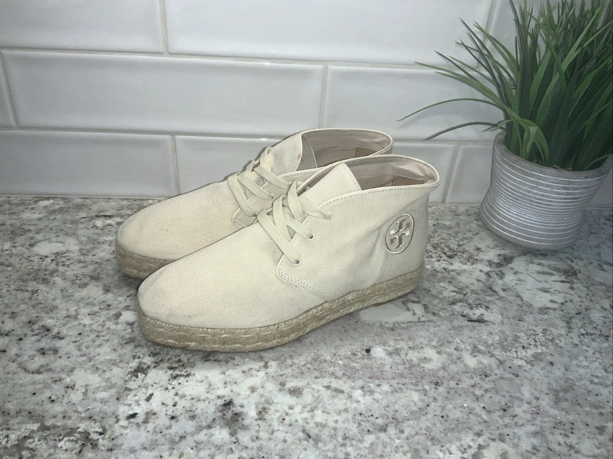 Men\'s Tory Burch Beige Canvas Lug-Sole High-Top Sneaker Boot Size 9 Tory Burch Canvas M Boots for Women for sale | eBay main image 2
