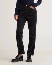 Quince Organic Stretch Corduroy Straight Leg Pants In Black