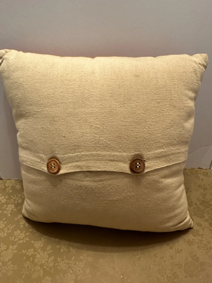 Primitive Stitchery  "Freedom and Justice" Patriotic Throw Pillow W/Buttons - Image 2 of 4