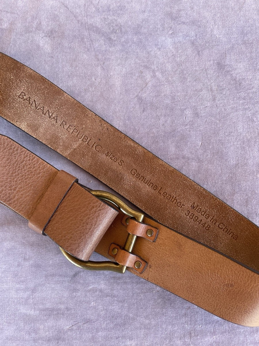 Banana Republic Sz S Brass Brown Leather Belt Wide Waist 
