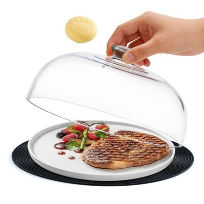 WENWELL Glass Microwave Splatter Cover with Silicone Mat, 10Inch Plate Splatt...