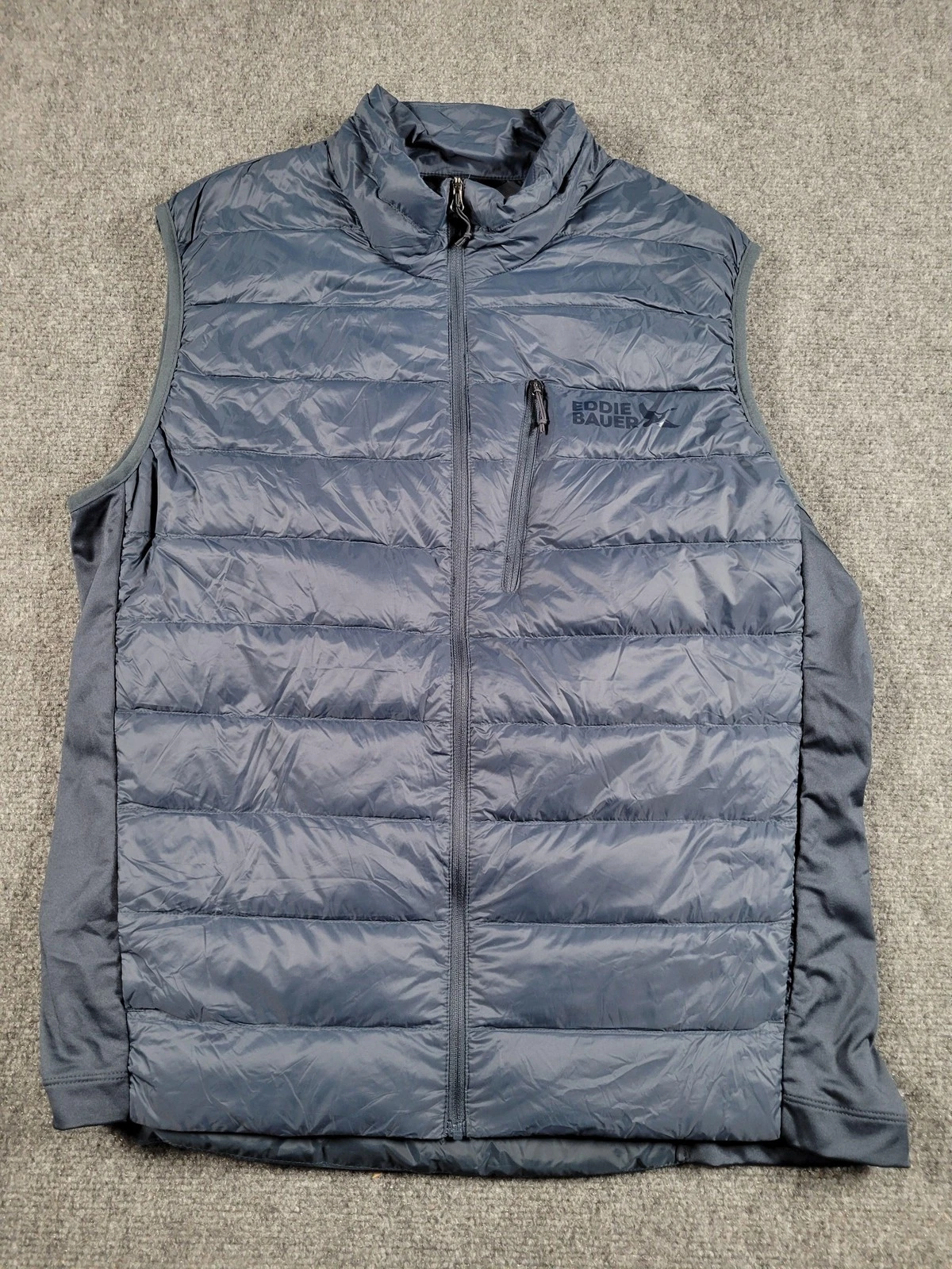 Eddie Bauer Puffer Vest Mens Medium Blue 550 Down Insulated Zip Pocket