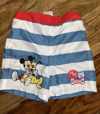DISNEY BABY by Disney Store Boys SWIM Trunks Size 18-24m Mickey Pluto Vacation