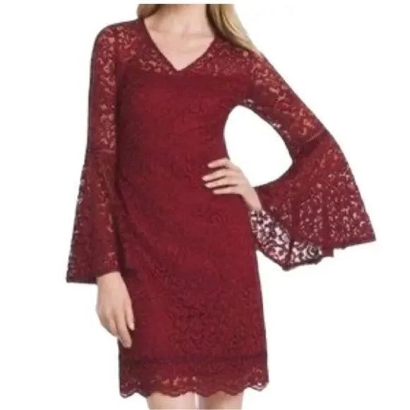 Vestido bordô de renda White House Black Market tamanho 0 novo - Imagem 3 de 4