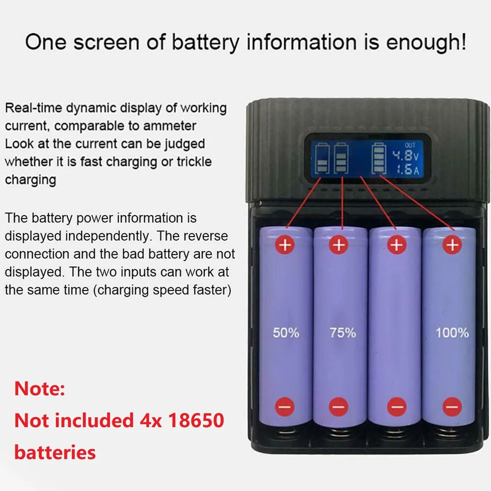 Power Bank Case Kit 4x18650 Battery Charger DIY Box 2x USB For Mobile Phone Power Bank Case Kit 4x18650 Battery Charger DIY Box 2x USB For Mobile Phone