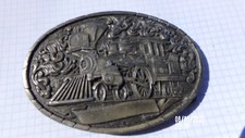 VINTAGE Brass Belt Buckle " COAL TRAIN " Made By " INDIANA METAL CRAFT 1981 "