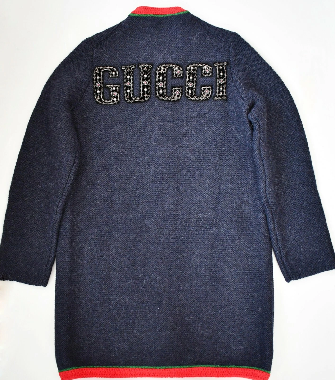 ?️ Cardigan lungo originale GUCCI NY YANKEES™ patch LANA & ALPACA MAGLIA Coatigan L