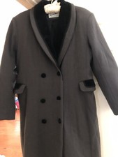 Vintage Rothschild Gray Wool Coat Sz 14 HTF Black Velvet accents Stunning Classy