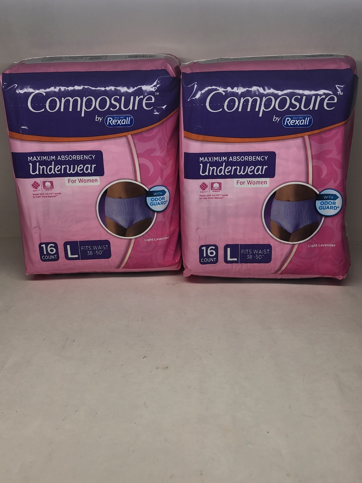 Composure Maximum Absorbency Underwear For Women 16 Count 2 pack Size L