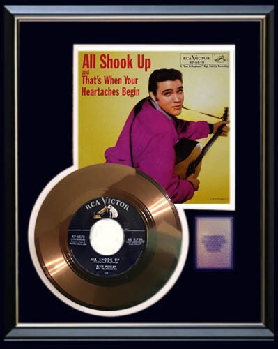 ELVIS PRESLEY ALL SHOOK UP 45 RPM GOLD METALLISIERTE SCHALLPLATTE SELTEN NICHT RIAA AWARD - Bild 1 von 1