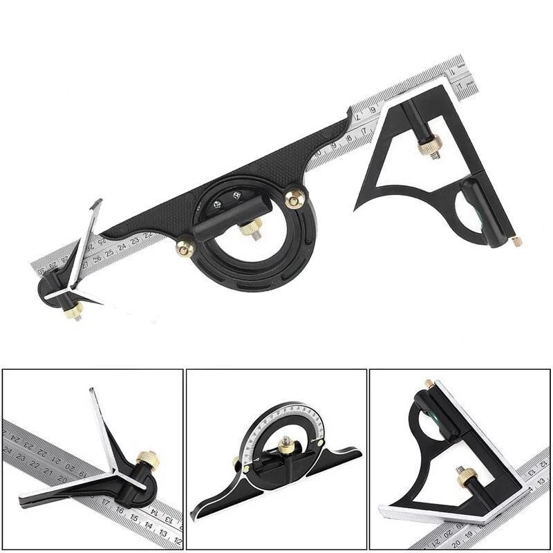 Square Angle Ruler Set Adjustable Combination Right Angle Ruler Measuring 3 In 1 - image 2 of 4
