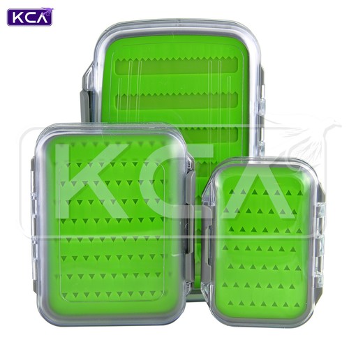 Waterproof DoubleSided Fly Box, Silicone Insert, Clear Lid, Large/Medium/Small eBay