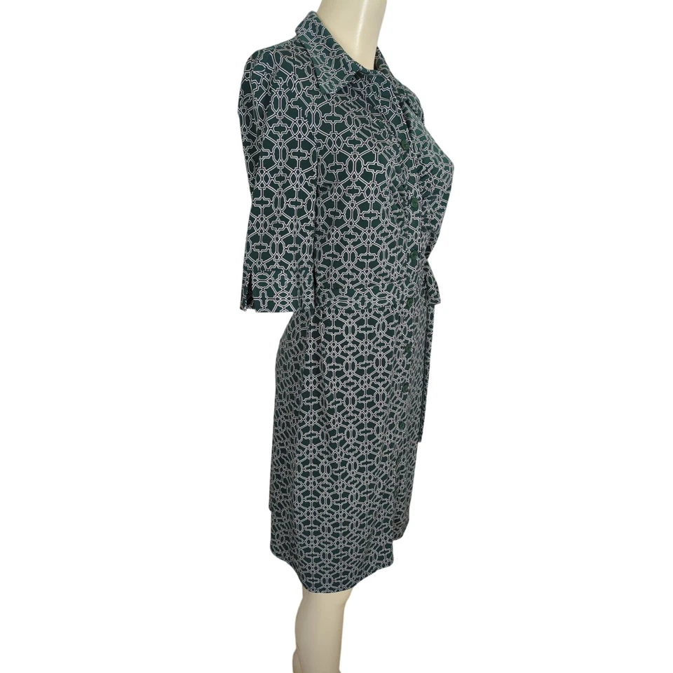 Vestido Laundry by Shelli Segal talla 6 Estampado Geométrico Verde Botón Abajo Carrera Foto 4 de 4