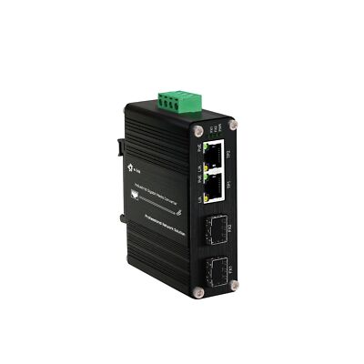 Mini Industrial 2 Ports Gigabit PoE Media Converter Din Rail Mount Hardened 1...