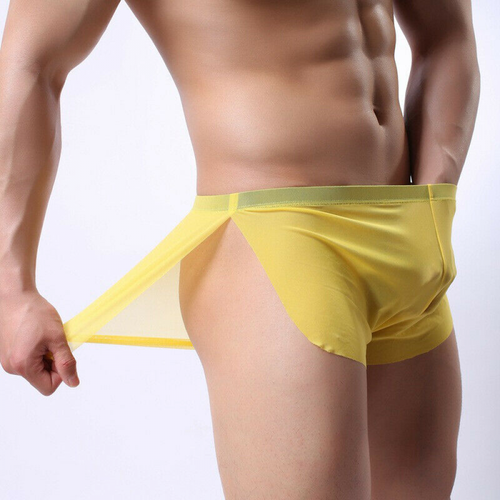 Sexy Hombres Malla Ropa Interior Boxer Pantalones Cortos Laterales Divididos Deportes Calzoncillos Bragas - Imagen 7 de 23