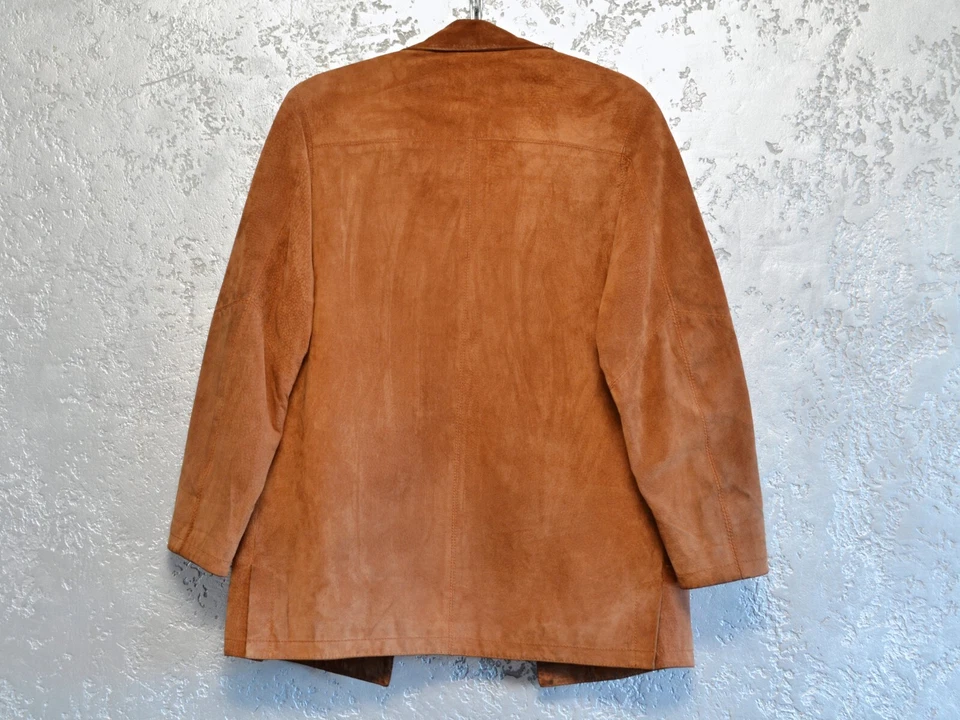 Chaqueta vaquera vintage de gamuza para mujer, blazer retro de cuero marrón occidental talla - S Foto 4 de 4
