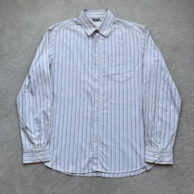 Dolce Gabbana Herren Hemd gestreift Baumwolle Creme Beige Größe M / L