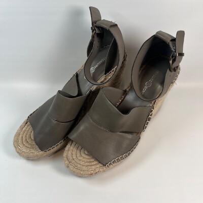 TREASURE & BOND Shoes Size 8.5M Grey Leather Espadrille Wedge Platform Sandals