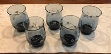 Vintage Libbey Dogwood Smokey Blue Juice/Water Glasses 12oz Each Set of 5