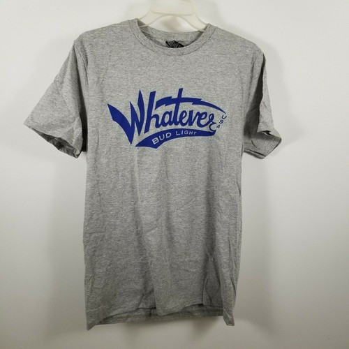 Budweiser Bud light "Whatever" Varsity High T-Shirt Heather Gray Size Medium - Picture 2 of 8