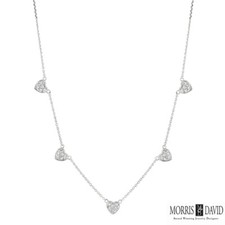 0.75 Carat Natural Diamond Heart Necklace 14K White Gold G SI