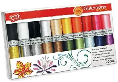 Gutermann Nähgarn Box Set Rayon 40: 200m Packung mit 20 verschiedenen Farben 