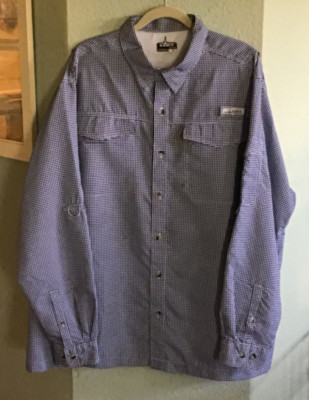 Habit 2X Long Sleeve River Guide Fishing Shirt UPF 40 U Blue Check NEW