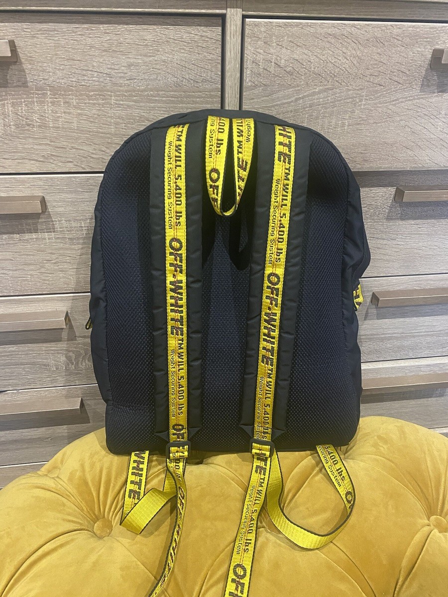 Off-White Backpack, arrow print, yellow industrial straps | eBay UK