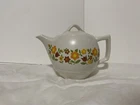 Vintage McCoy Teapot Pottery #140 USA 1970s Gingham Flowers Collectible