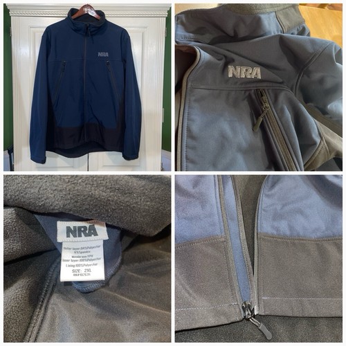 NRA Jacket Men 2XL Navy Blue Pockets Long Sleeve Soft Shell Zip Up (Inner Fleece - Picture 2 of 11