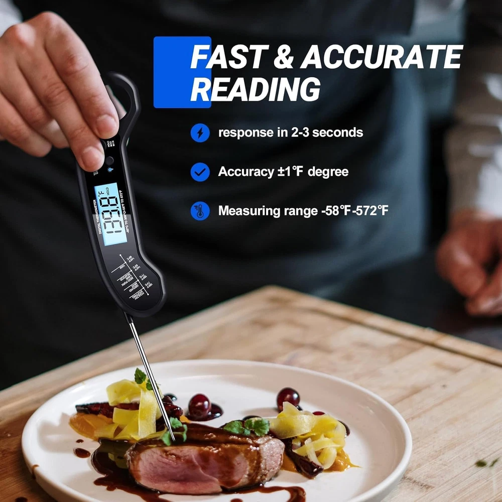 Meat Thermometer Digital, Instant Read Meat Thermometer for Grill and Cooking, I