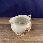 Leuchtenburg Germany Porcelain Creamer Pink Roses, Green Castle Mark — photo 7