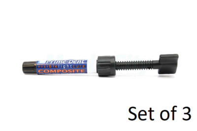 Prime-Dent Light Cure Hybrid Dental Resin A3 4.5gm Syringe #001-001A3 (Set of 3)
