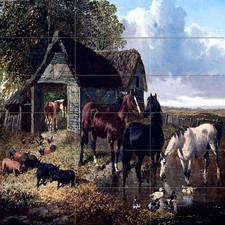 18 x 18 Subway Tiles 6 x 3 Art Mural Ceramic Bath Backsplash Farm Tile 2647